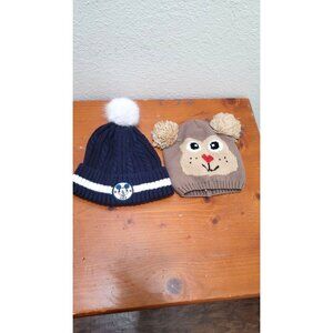 Disney & H&M Toddler Knit Beanies Set With Pom-Pom & Animal Face Design Size 18